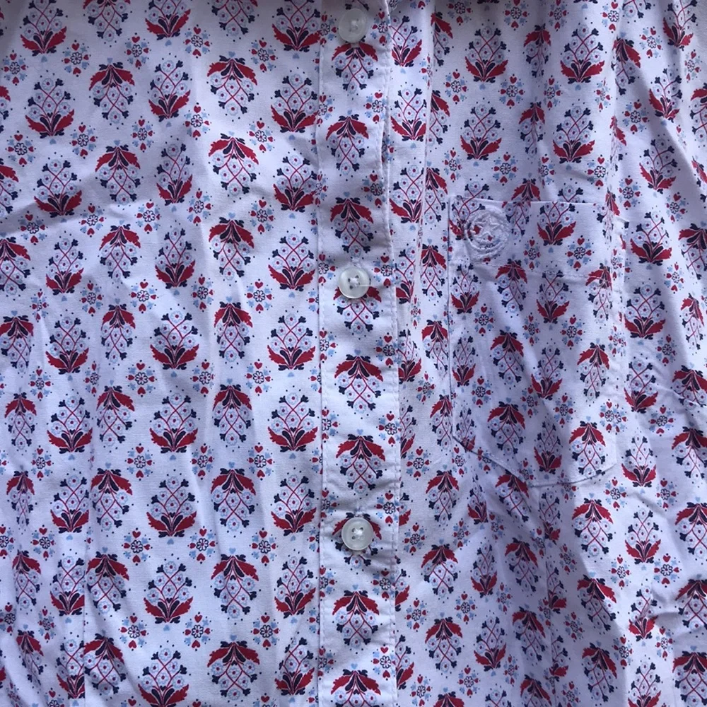 XXL George strait long sleeve button up with red white and blue details - Picture 4 of 7